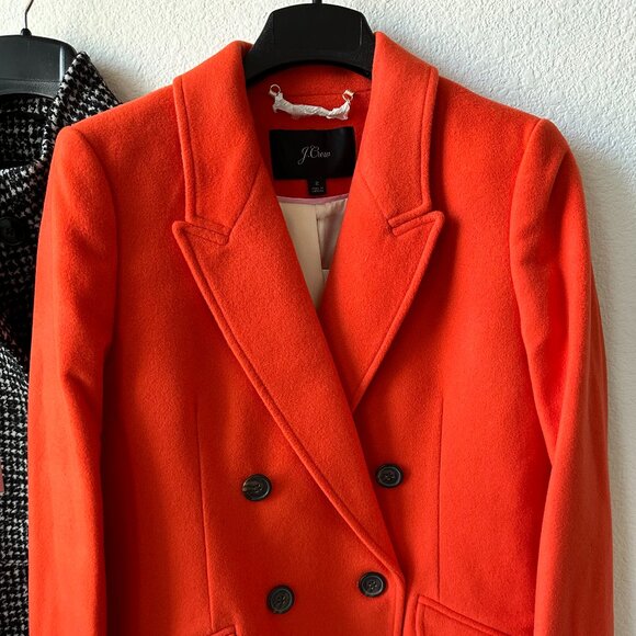 J. Crew Orange Double-breasted Topcoat Coat Size 2 - Picture 3 of 14